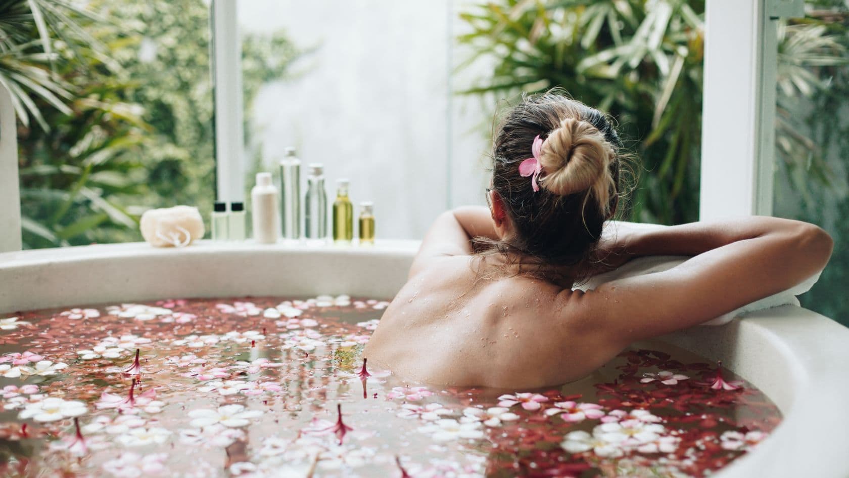woman in a herbal bath