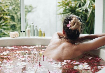 woman in a herbal bath