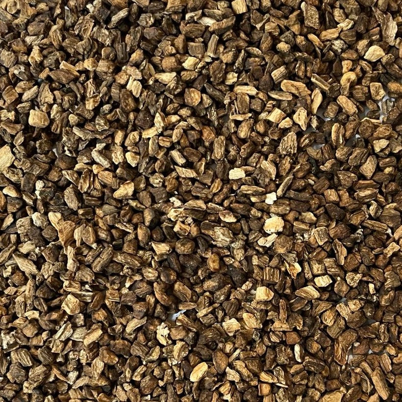 close-up of dried burdock root Apotheka Herbal