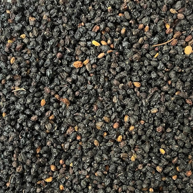 closeup of dried elderberries Apotheka Herbal