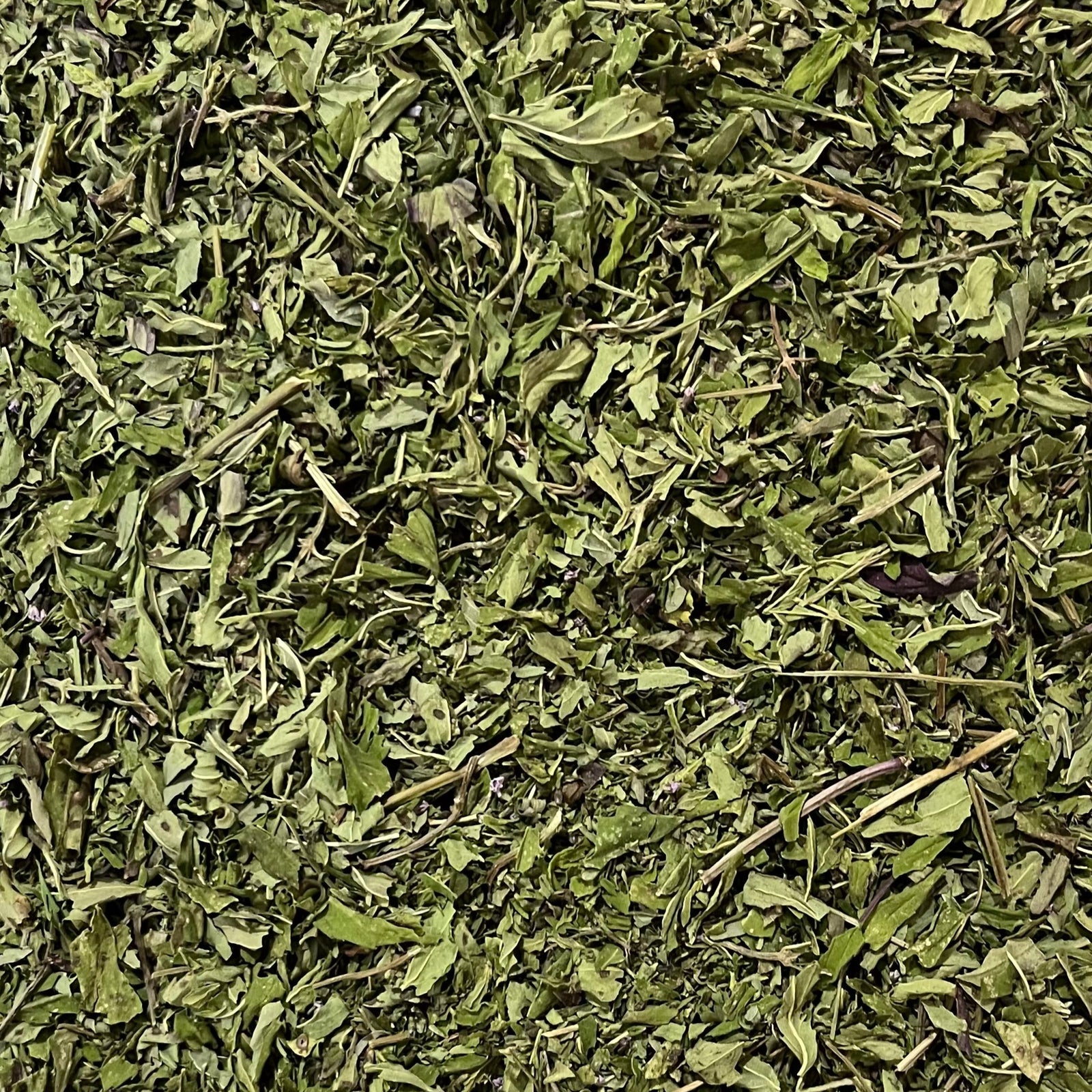 close-up of organic dried wild mint Apotheka Herbal