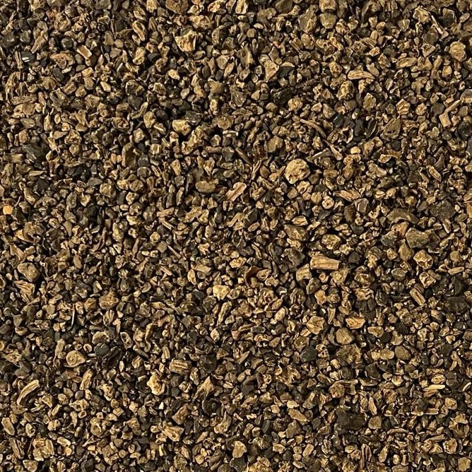 close-up of dried organic valerian root Apotheka Herbal